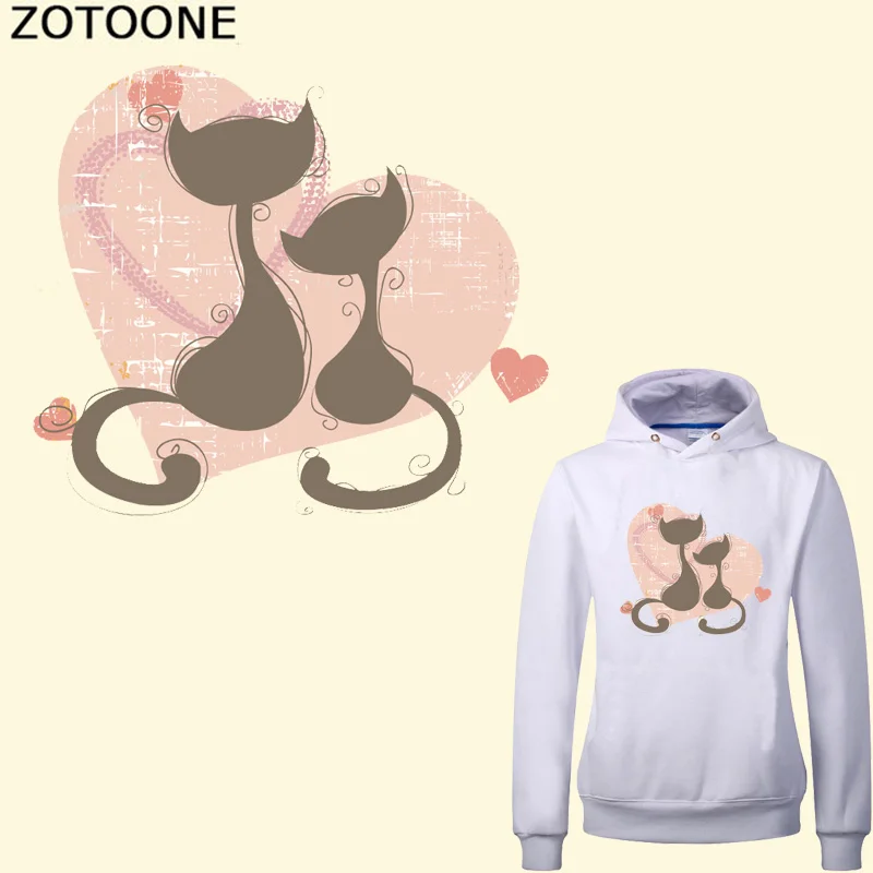 

ZOTOONE Iron on Cat Patch Sticker for Kids Clothes T-shirt Dresses DIY Heat Transfer Vinyl Washable Badges Heart Applique