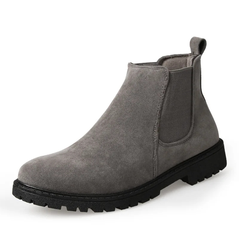 

Ankle Round Toe Zip Men Chelsea Boots Sewing Solid Vintage Motorcycle Boots Winter British Style Shoes