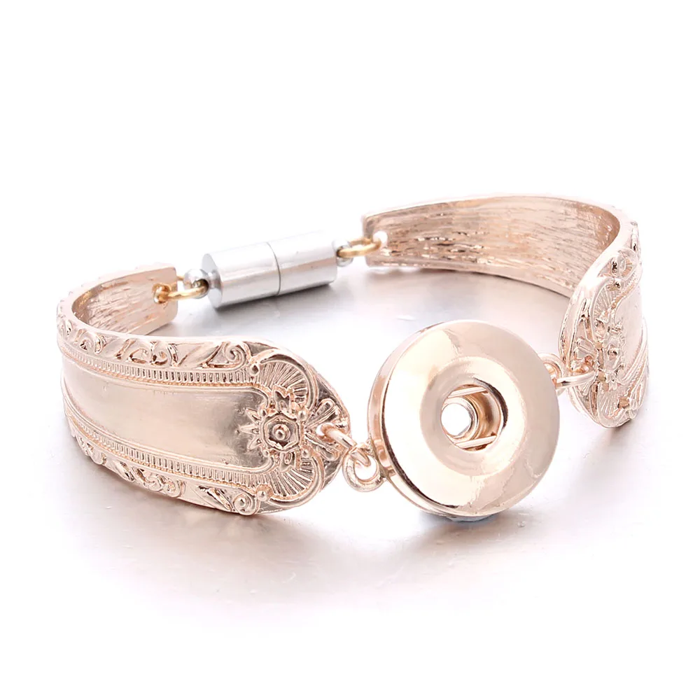 Магнитный Богемский Браслет, часы для женщин, ювелирные изделия из розового золота, браслеты, новейшие винтажные 18 мм и 12 мм, металлический браслет с кнопками ZE039