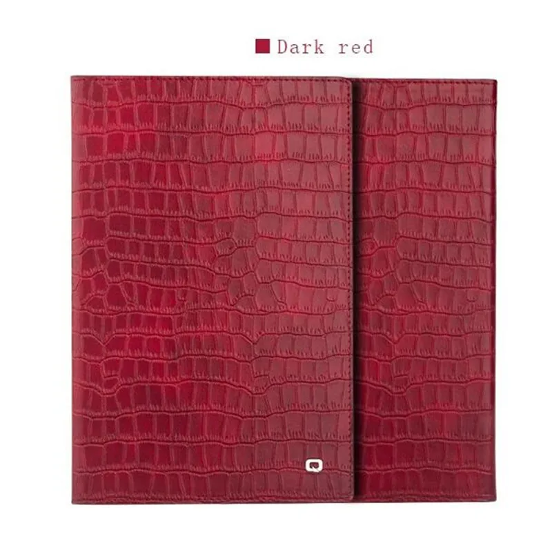 

2017 QIALINO Fashion Smart Slim Genuine Leather Case for iPad Mini 4 Crocodile Pattern Megnet Flip Stand Cover Card Slot