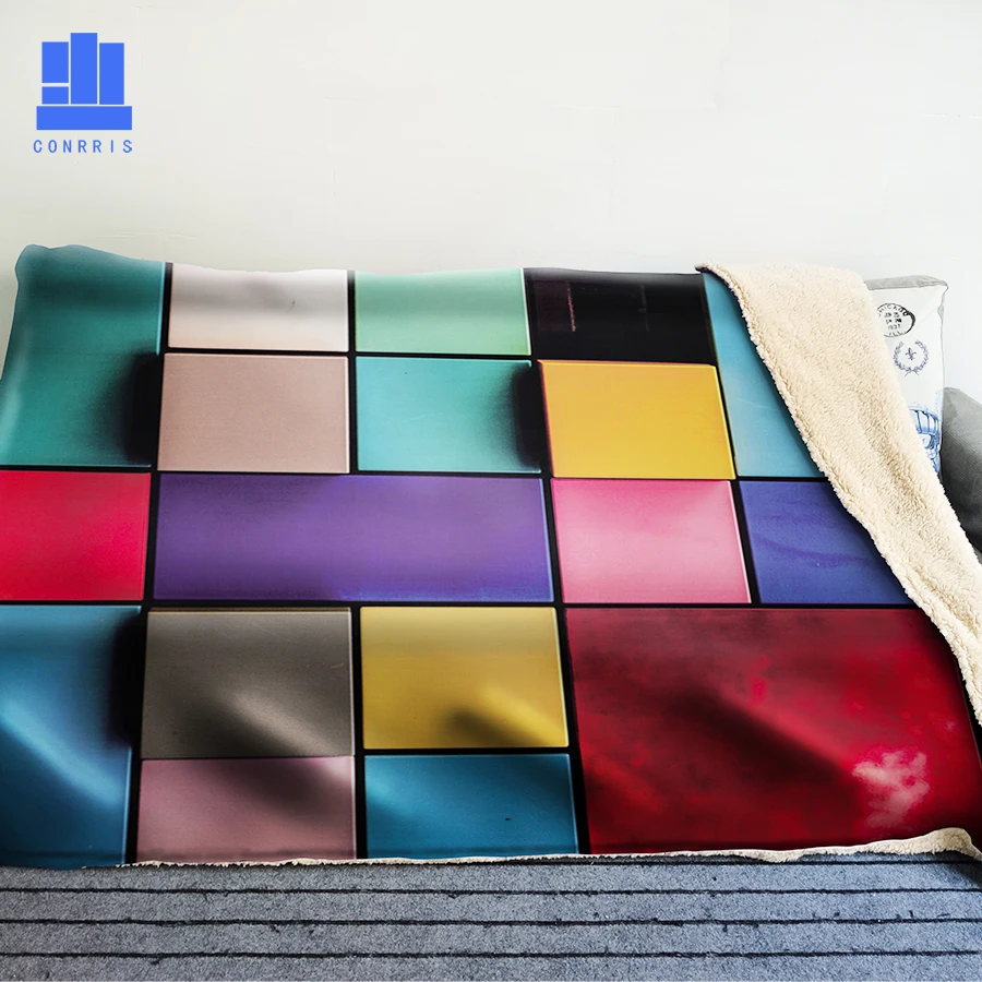

GNORRIS Oversized Famil Lambskin 3D Print Super Soft Warm Throw Blanket Abstract geometry Sofa Lazy Bedding Blanket Cloak