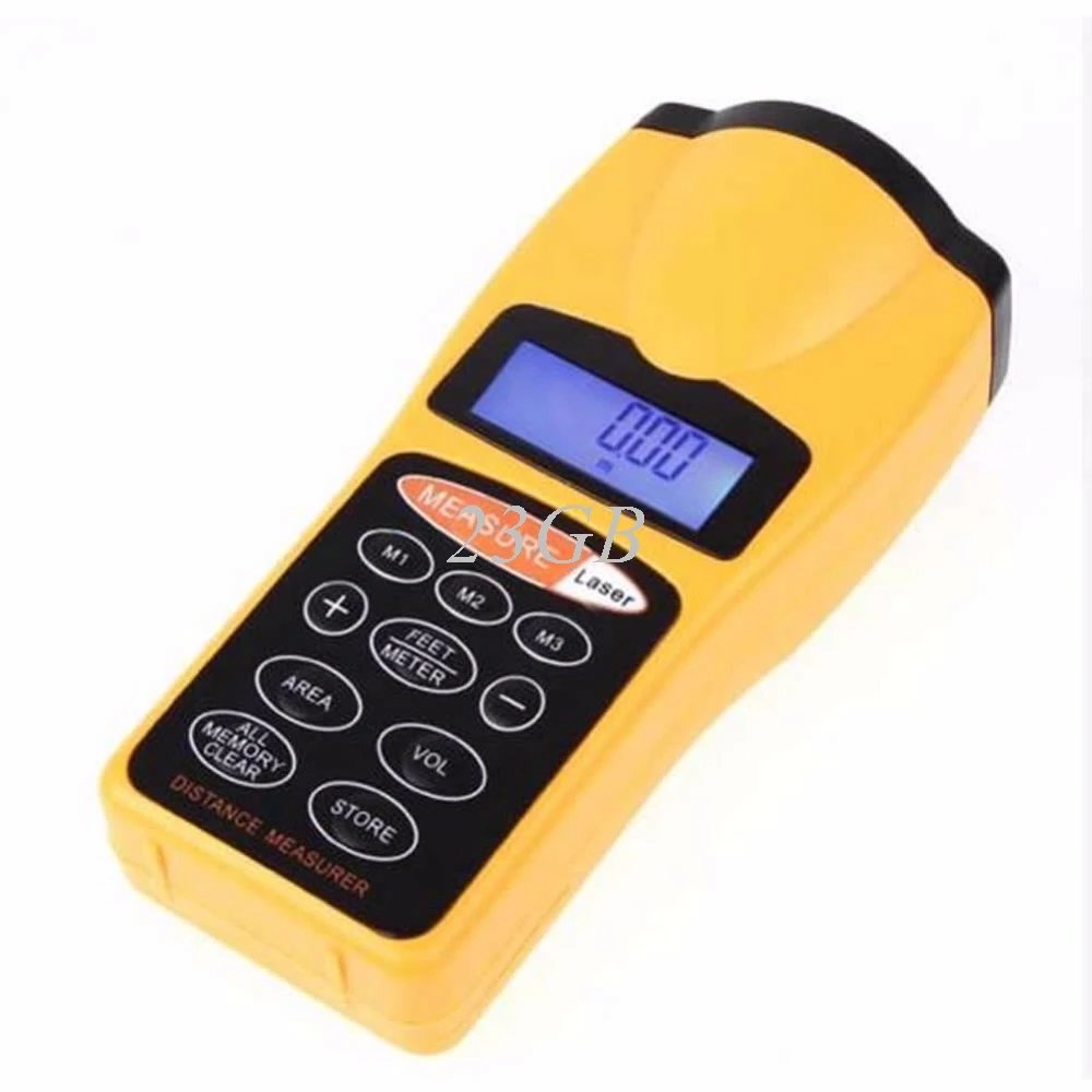 

LCD Ultrasonic Laser Pointer Distance Measurer Range Finder Device 18M 60FT MAR20_15