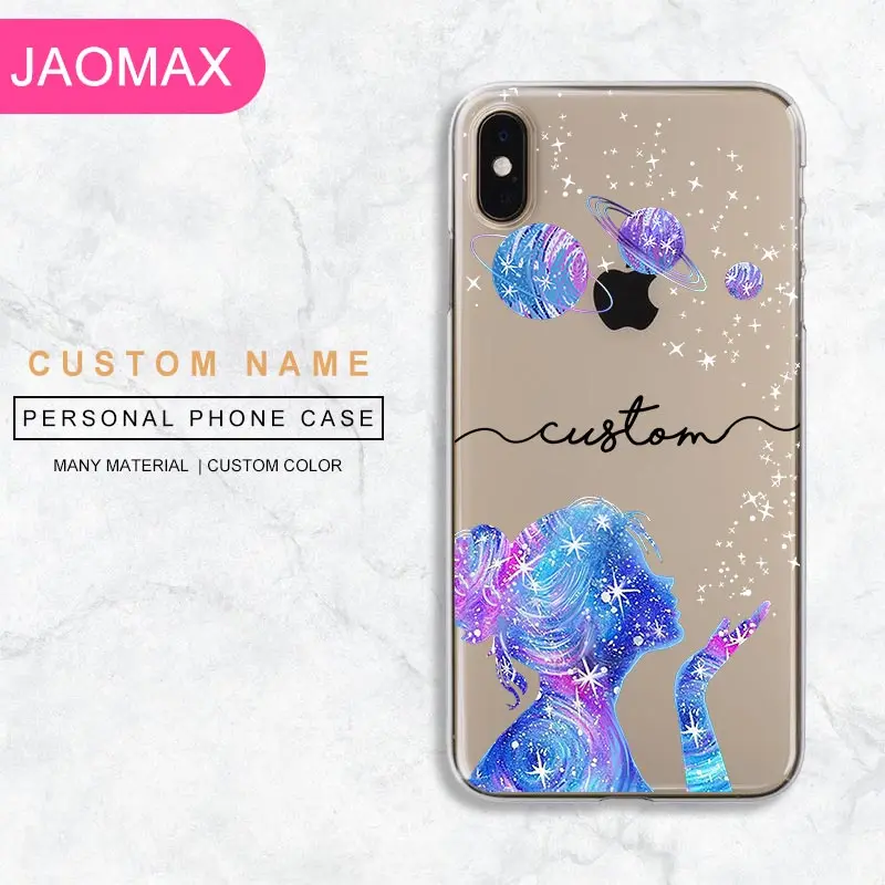 

Jaomax Personalized Name Clear Black Glass Universe Planet Star Custom Phone Case For iPhone Xs Max 7 8 6 6s Plus 5s Se X 10 Xr