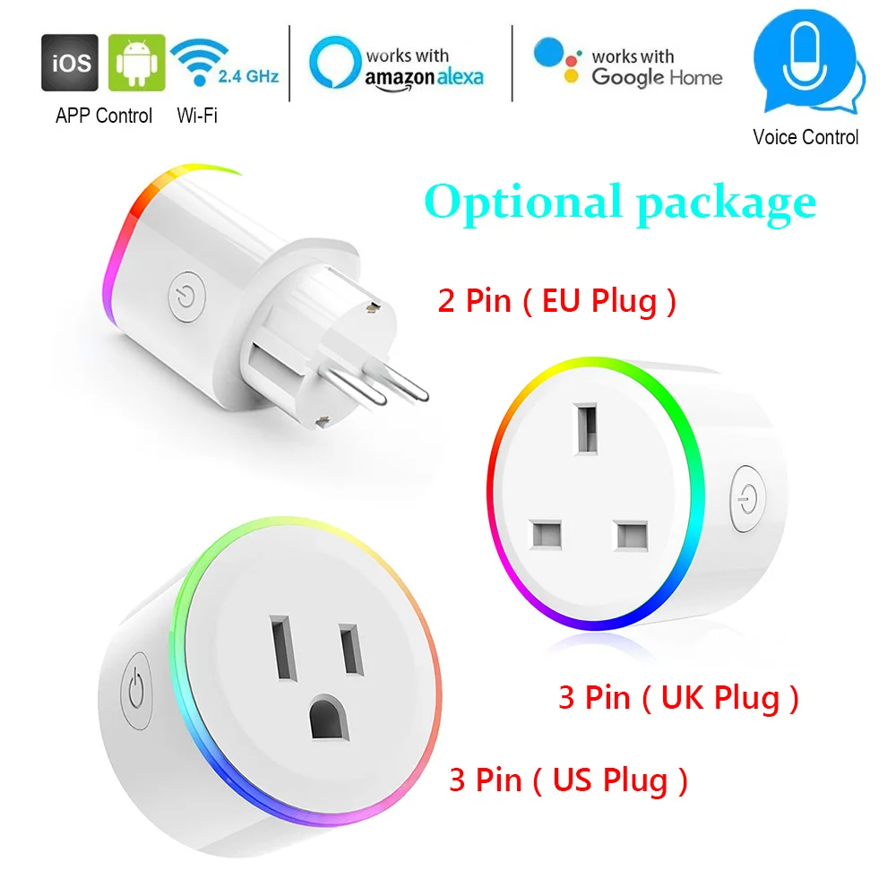Смарт EU/US/UK Разъем Wi Fi Управление гнездо Беспроводной таймер розетка с цветовой