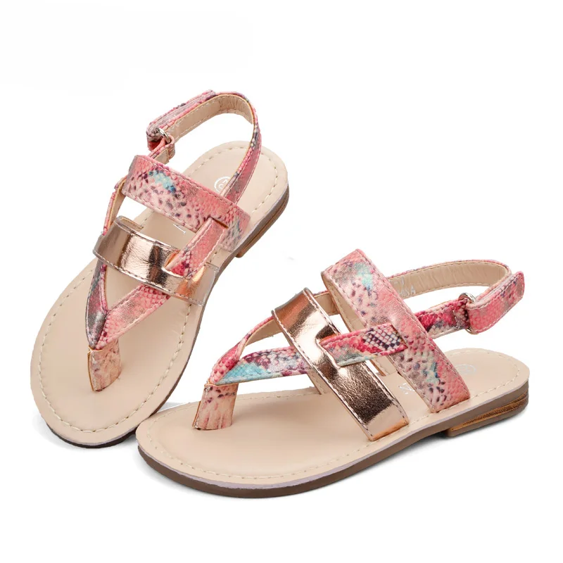 ULKNN/детская обувь; пляжная обувь из микрофибры на плоской подошве с пряжкой в римском стиле; сандалии-гладиаторы для девочек; детская летняя обувь для девочек; повседневные сандалии - Цвет: 19681 red