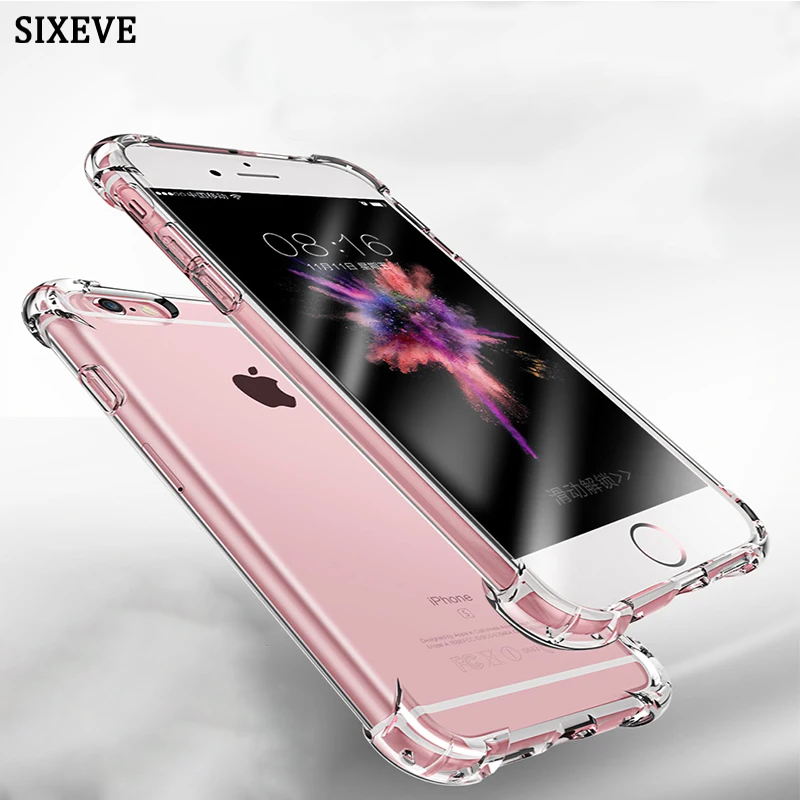 

SIXEVE Crystal Shockproof Case For iPhone 6 6S 7 8 X Plus TPU Transparent Soft Silicone Cover For iPhone 10 6sPlus 7Plus 8Plus