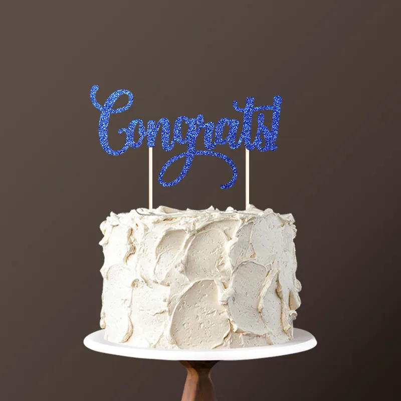 Двухсторонняя Золотая блестящая бумага-Congrats торт Топпер поздравления/выход на свет/украшения для выпускного события Декор