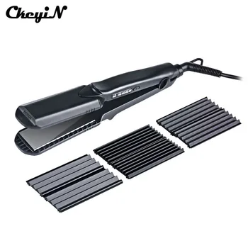CkeyiN 4in1 Professional Ceramic Hair Flat Iron Wave Corrugation Hair Curler Straightener Curling Hair Crimper Corrugated Curl44 professional hair curler crimper ceramic corrugated curler curling iron hair styler electric corrugation wave styling tools
