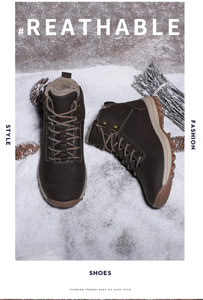 Men Boots Size 38-48 Designer Mens Shoes Winter Boots Waterproof Men Snow Boots Lace Up Men Ankle Boots Warm Winter Shoes Male