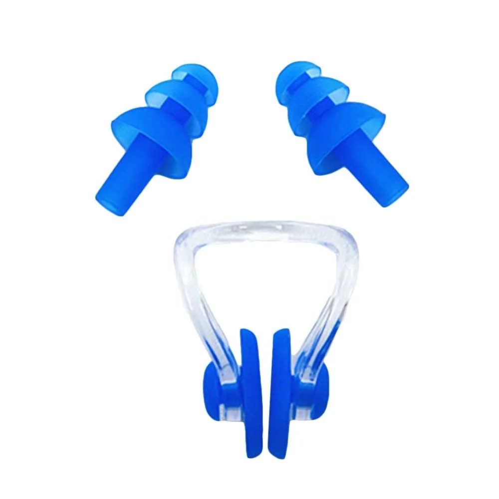 1 Pair Nose Clip Soft Ear Plugs Environmental Silicone Waterproof Dust-Proof Earplugs Diving Water Sports Swimming Accessories