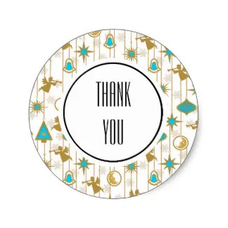 

3.8cm Gold Teal Vintage Angels Christmas Personalized Classic Round Sticker