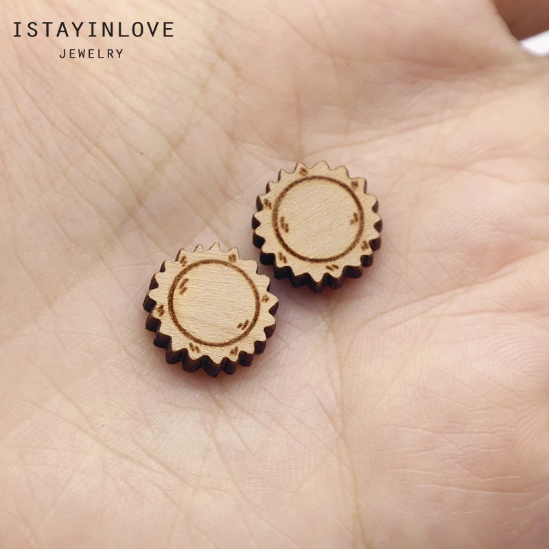 

Handmade Jewelry Making Supplies Beads Laser Cut Wooden Plant Charm Flower For DIY Necklace Earring Brooch Ring SWC292 4