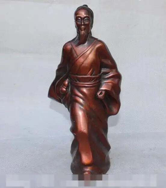 

S01134 Famous Chinese Red Bronze Copper Stand Hua Tuo God Doctor Medical expert Statue B0403