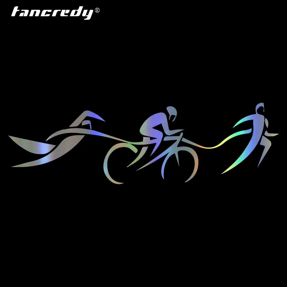 

Tancredy 18*5.3cm Fashion Triathlon Sports New Style Dazzle Car Styling Sticker Vinyl Decal Car Accessories 2nd Half Price