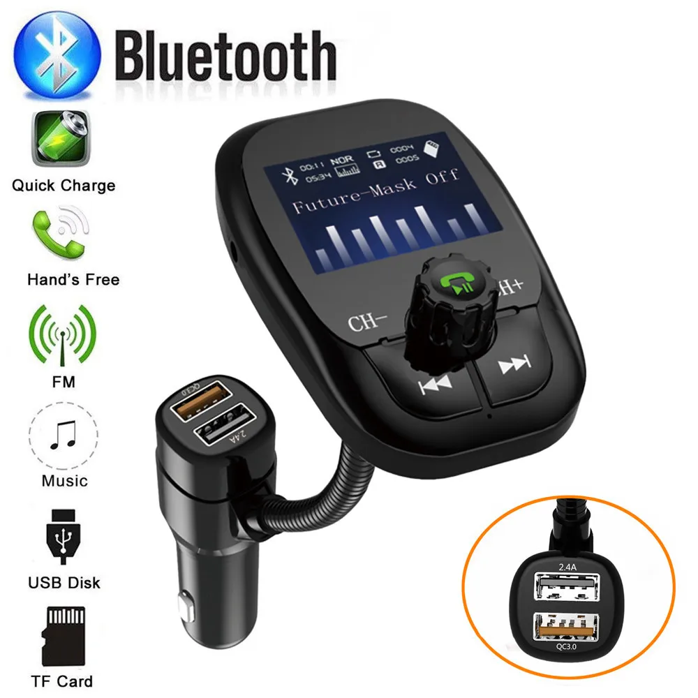 Wireless Car Bluetooth FM Transmitter Radio Adapter QC3.0 USB Quick Charger Mp3 Player 2019 Hands-free