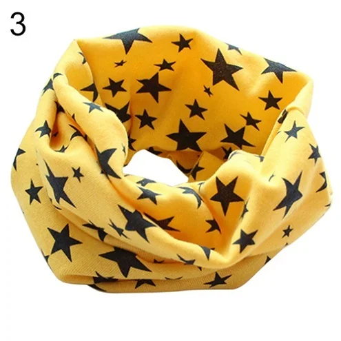 Детский хлопковый шейный платок со звездами, Детские шарфы для девушек, шаль унисекс, зимняя вязаная одежда - Цвет: Цвет: желтый