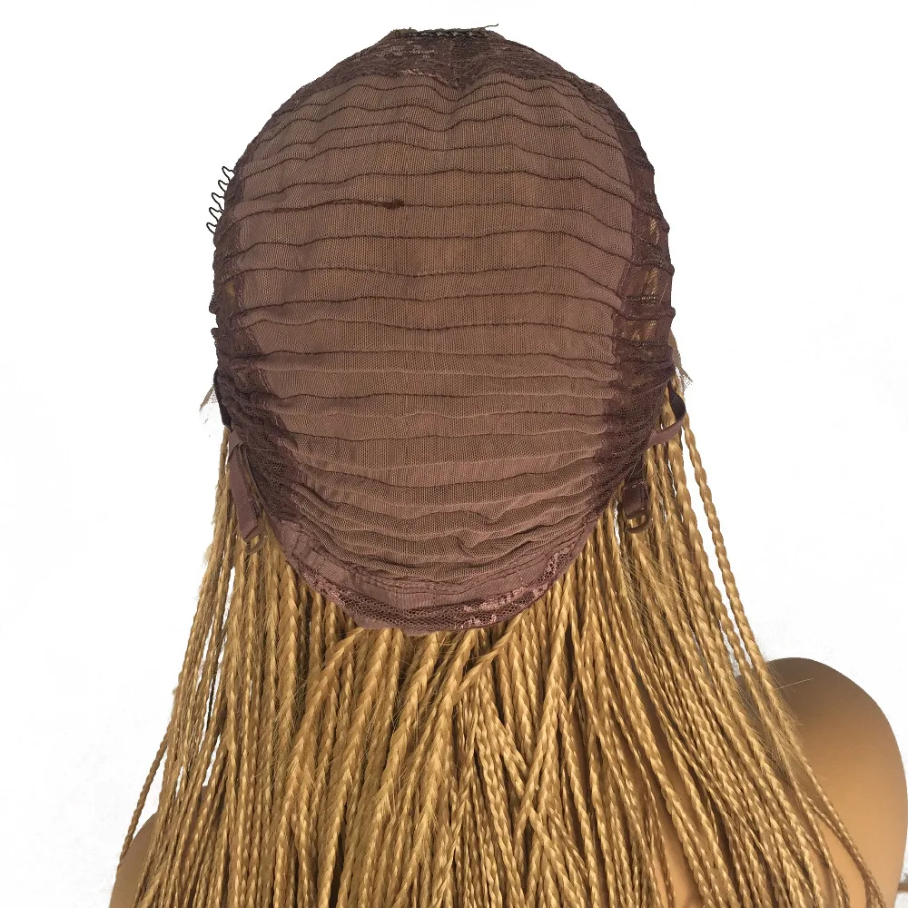 Hoeny Blonde Glueless Synthetic Lace Front Braid Wig with Baby Hair Heat resistant Fiber Braided Box Braids Wig 27 color-8