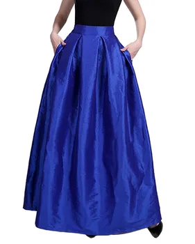 

Hitmebox 2019 New Fashion Women Hight Waist A-line Pleated Formal Party Gown Solid Color Maxi Long Swing Skirts
