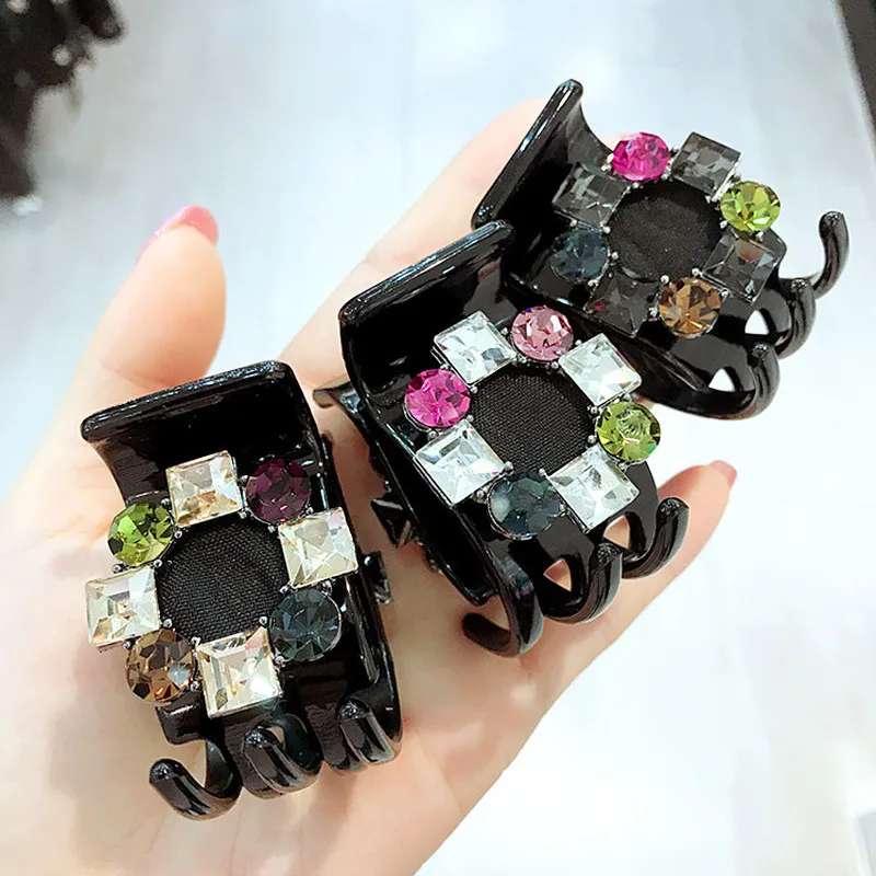 

High Grade Fashion Multicolor Crystal Rhinestone Hair Accessories for Women Medium Hair Claws Ponytail Hairpins Barrette