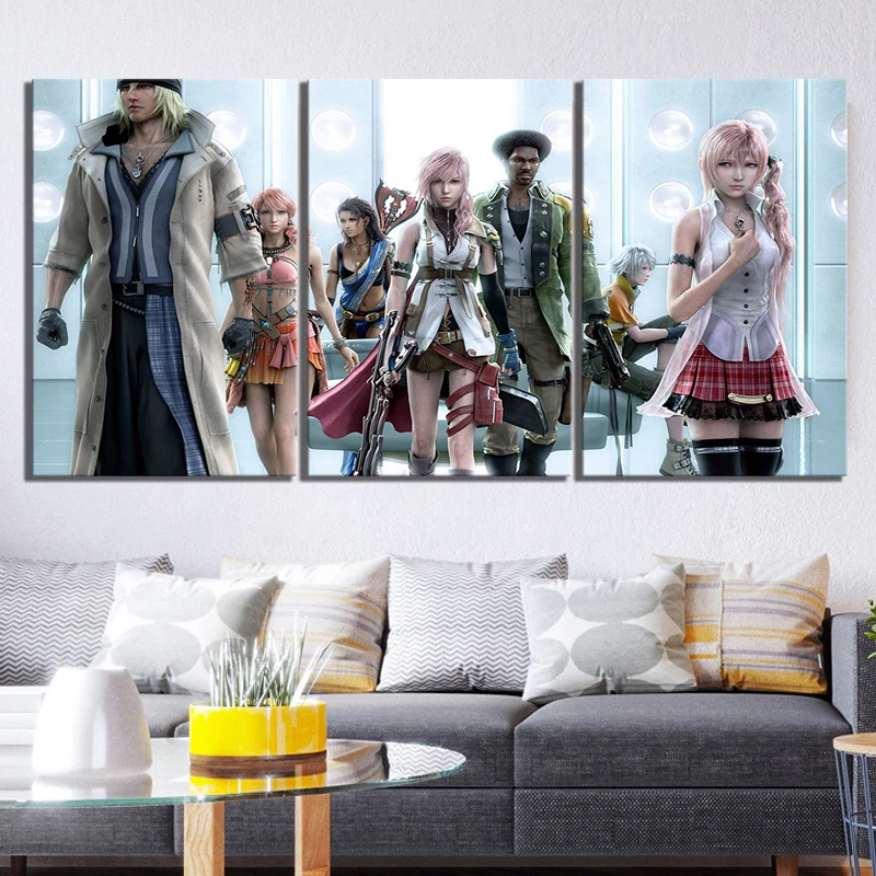 

Home Decor Poster HD Pictures Prints Canvas 3 Piece Modular Final Fantasy Game Living Room Decorative Cartoon Painting Framed