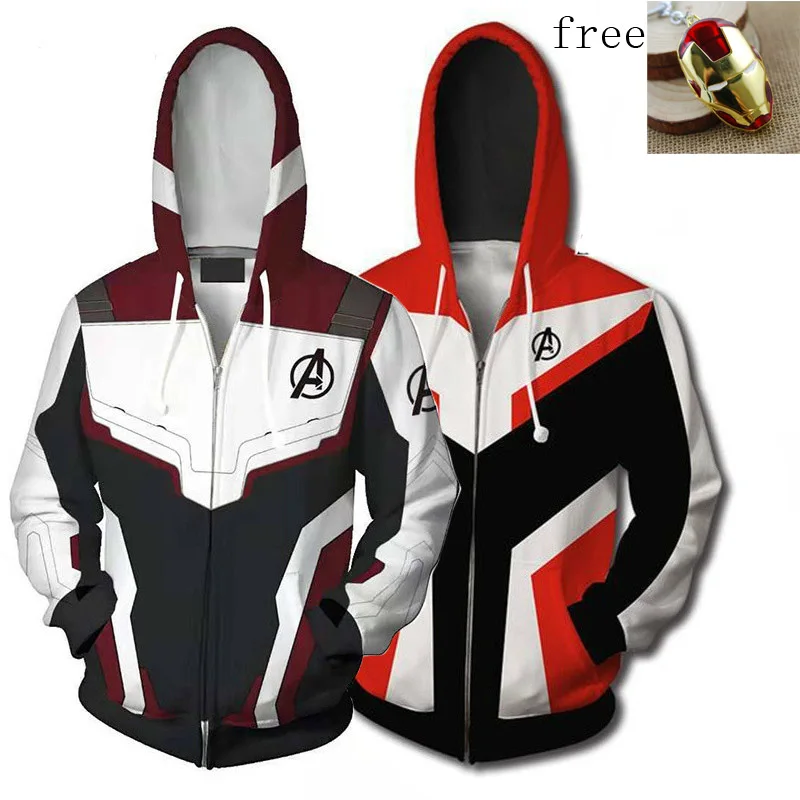 Avengers Endgame Hoodies Men Quantum Realm 3D Hoodies Superhero Captain America Iron Tony Stark Sweatershirt Jacket Amine Zipper
