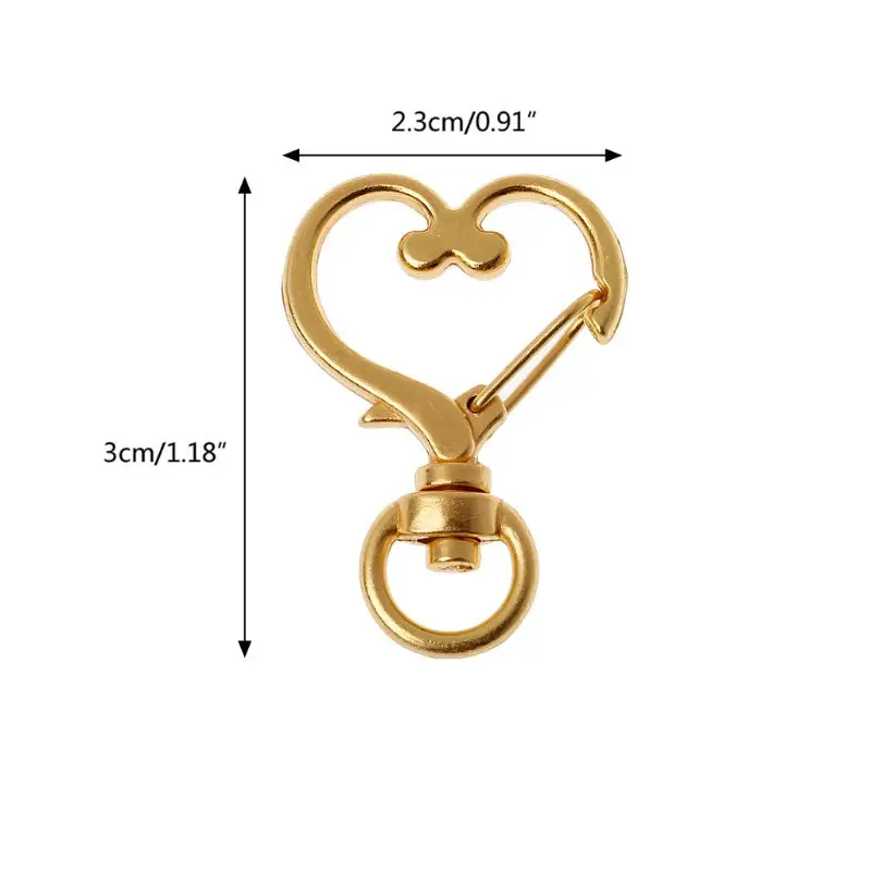 10 шт металлическая шарнирная застежка-Омар карабин в форме сердца брелок ювелирные изделия