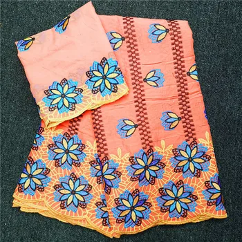 

100% cotton lace African lace fabric swiss voile lace in switzerland gele headtie fabric 5+2yard/set for wedding dress H5-99