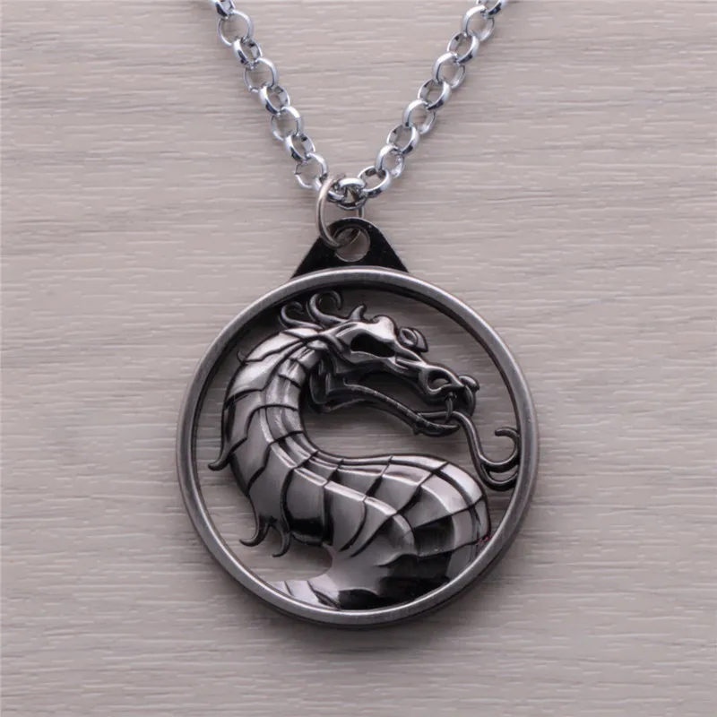 Популярное ожерелье брелок Mortal Kombat Dragon Symbol с подвеской и логотипом в стиле игры
