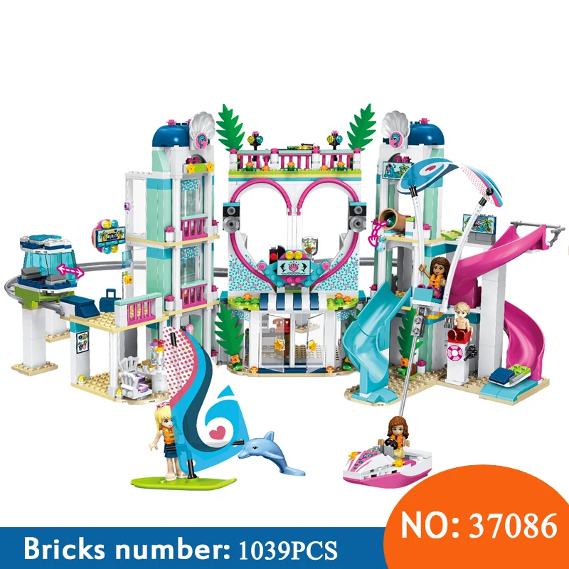

New 37086 Friends The Heartlake City Resort Model Compatible With Legoingly Friends 41347 Building Block Brick Toys For Children