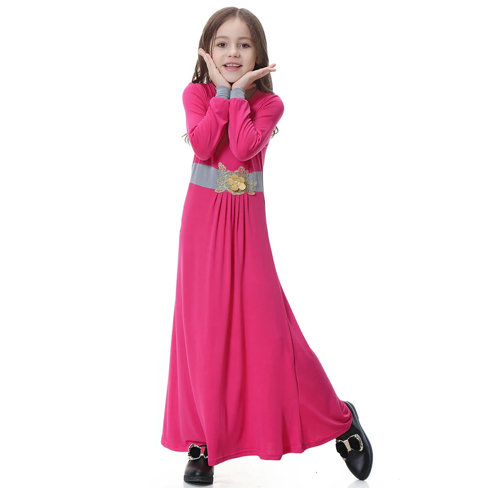 Мусульманское платье с длинными рукавами для девочек в Дубае Abaya Jalabiya исламское
