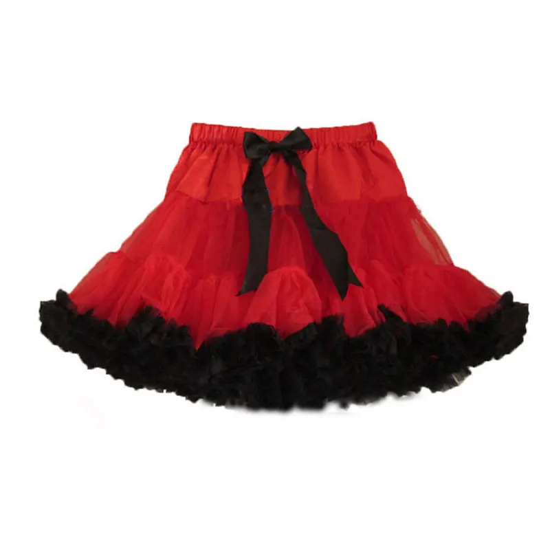 Юбка-пачка для девочек; пышная юбка-пачка с бантом; вечерние юбки-пачки для балета; мини-юбка принцессы из тюля для танцев; детская юбка-пачка для маленьких девочек - Цвет: red and black