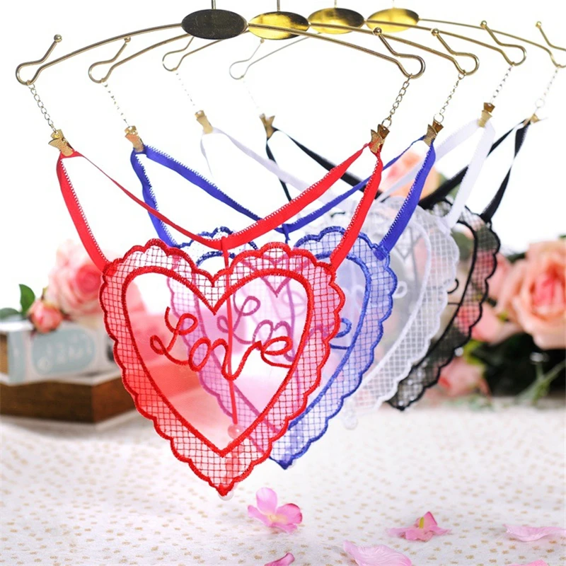 Женское нижнее белье стринги с низкой талией и вышивкой в виде сердца 2017|thong