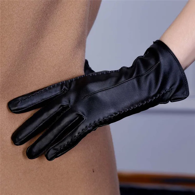 Fashion Women Lady Winter Warm Leather Driving Soft Lining Gloves Mitten Hand Gloves guantes eldiven handschoenen 40FE1806