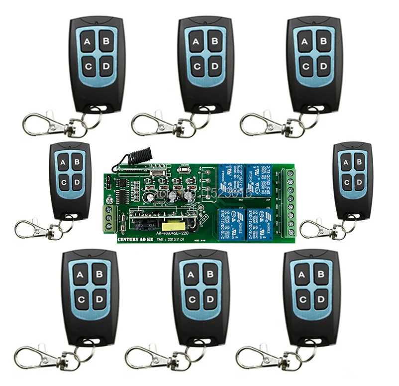 

85v~250V 110V 220V 240V 4CH RF Wireless Remote Control Switch System 8 transmitter& 1 receiver relay Receiver Smart Home Switch