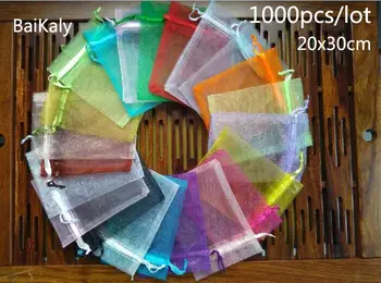 

1000pcs Organza Bag 20x30cm drawstring pouch wedding/birthday party/christmas gift bag for jewelry Packaging bags Storage bag