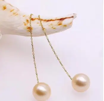 

Wholesale price ^^^ New 9-10mm SouthSea Natural pearl earring 18gold