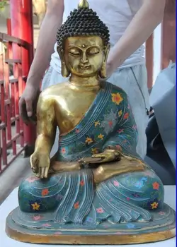 

Chinese Bronze Cloisonne Enamel Sakyamuni Tathagata Shakyamuni Buddha Statue
