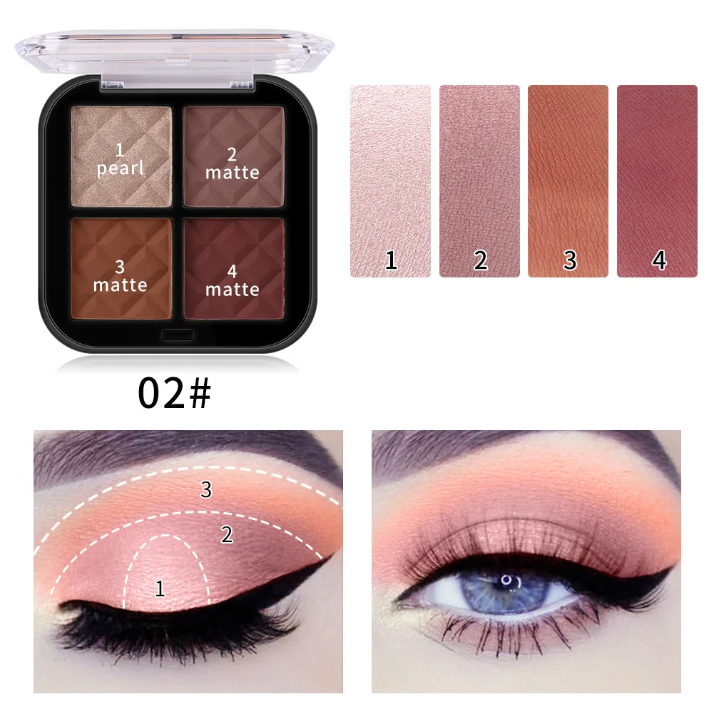 

4 Color Pearl Matte Eye Shadow Lasting Waterproof Natural Earth Color Shadow Board Easy To Apply Makeup Cross Makeup TSLM2