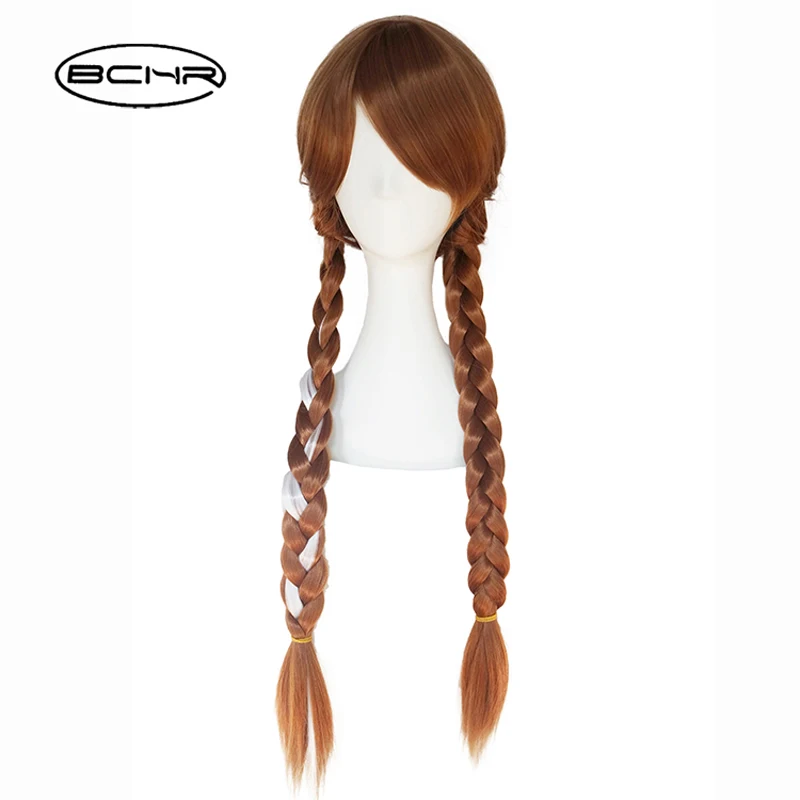 

BCHR Brown Synthetic Wig with Double Braids Long Cosplay Wig for Anna Wig for Kids