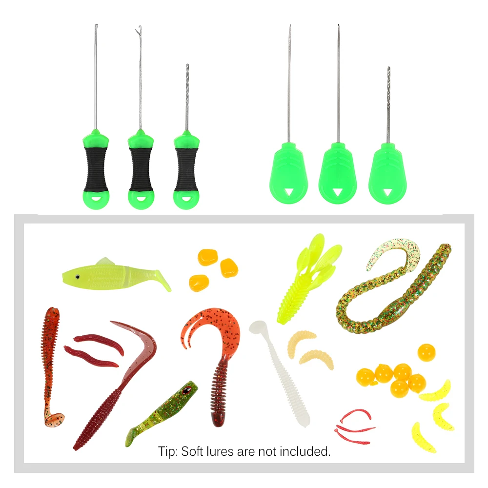 

3PCS Bait Needle Driller Tool Stainless Iron Baiting Needle Drill Portable Boilie Needle Hook Carp Fishing Needle Tool Set Pesca