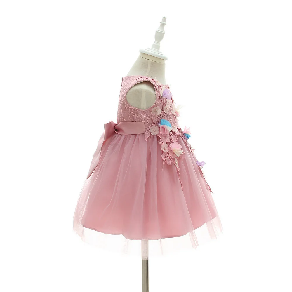 Розовый Крещение платья для кружевное платье для маленьких девочек Детские платья для маленьких девочек Рождественские новорожденных Крещение платье