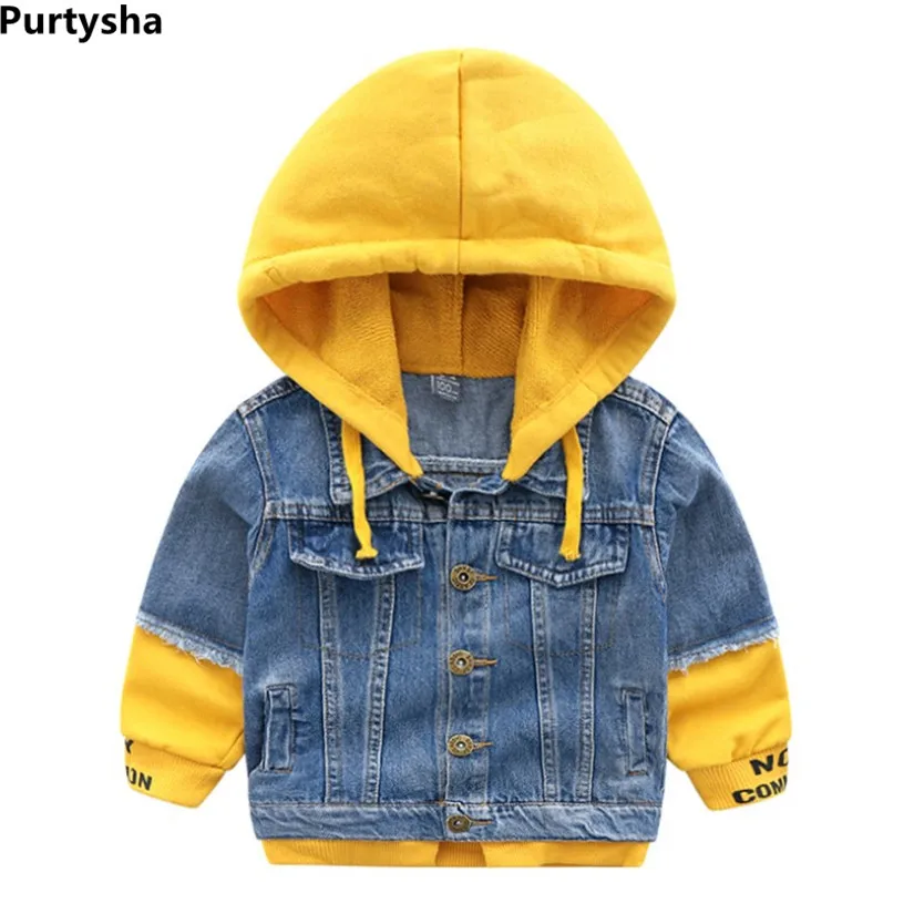 

Boys Girls Denim Jacket 2019 New Autumn Baby Cartoon Knitting Hooded Outerwear Kids Jacket Coat Children Clothing 2-10 Years