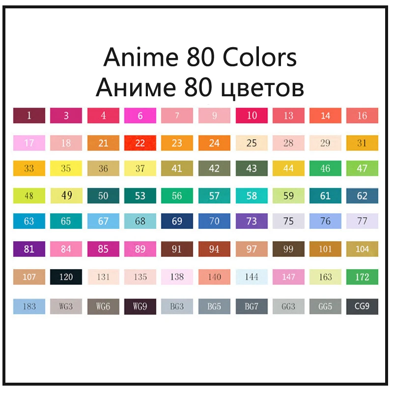 Touchfive цвета, спиртовые маркеры, эскизный маркер, набор, двойной наконечник, раскраска, рисунок для аниме, интерьер, комиксы, товары для рукоделия, Colori - Цвет: Anime 80