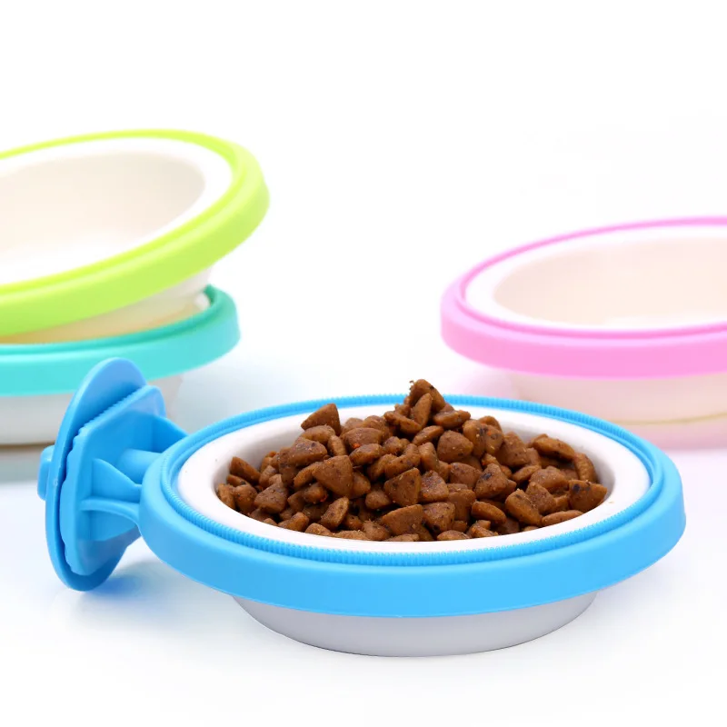 Hot Sale Pet Food Tool Portable Accessory Pet Food Container Plastic Hang Bowls for Dogs cats