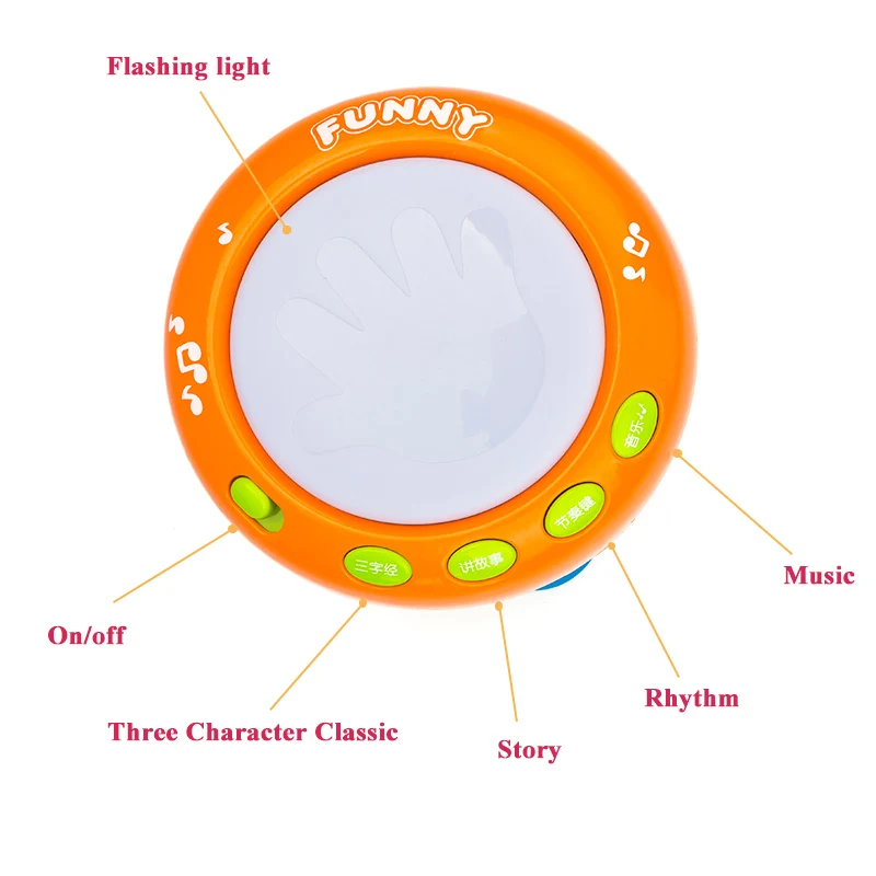 SHUNHUI детская электронная джазовая ручная игрушка Барабан Музыкальные инструменты световые ударные барабанные чехол для телефона Muse обучающая игрушка для детей