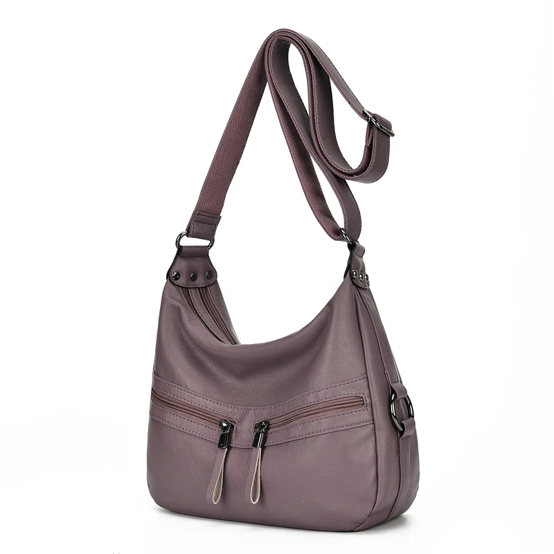 Роскошные женские кожаные сумки, дизайнерские женские сумки-мессенджеры, женские сумки через плечо, Брендовые женские сумки через плечо - Цвет: Фиолетовый