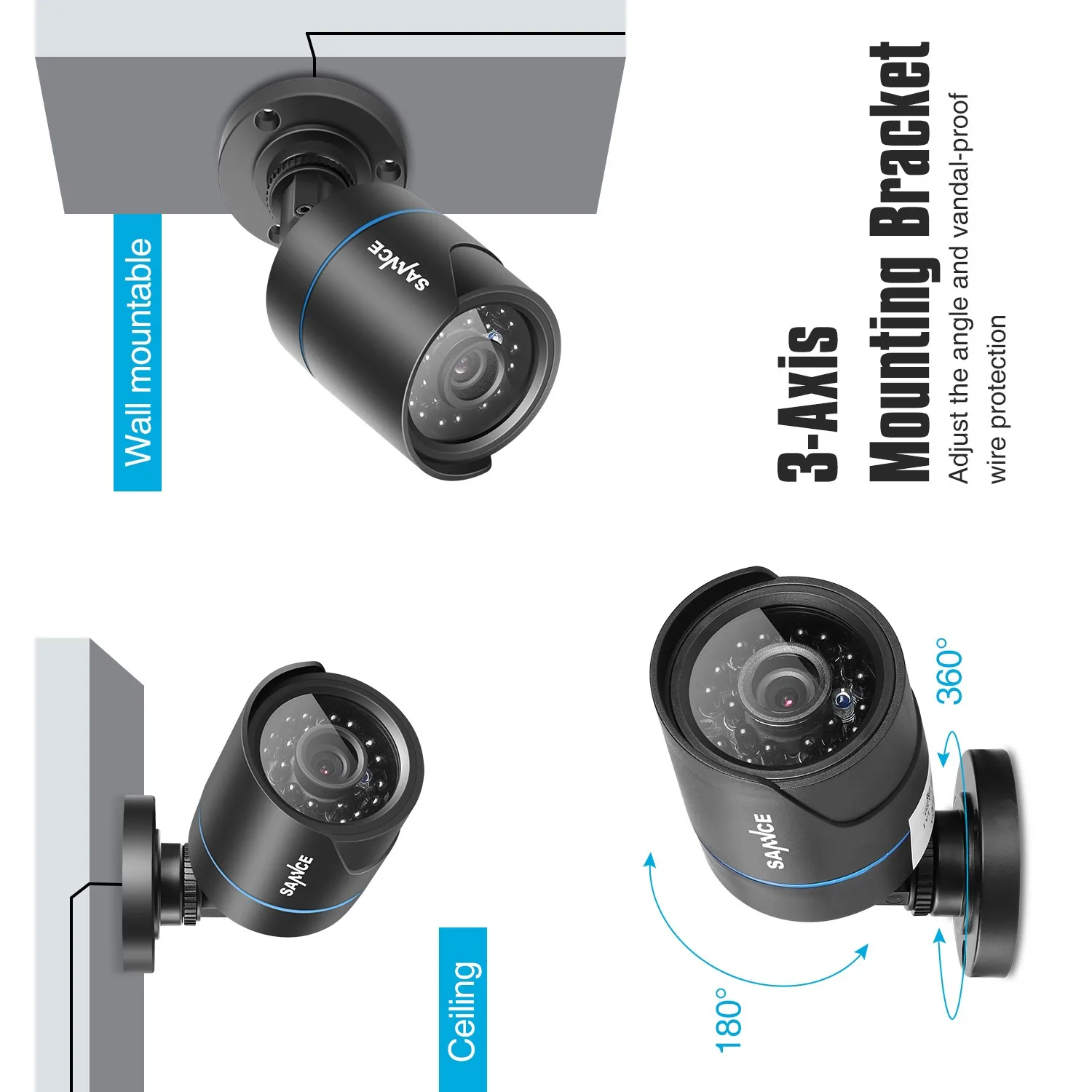  SANNCE 4CH CCTV System 10.1inch displayer 5in1 DVR 4PCS 720P Outdoor Camera Home Security System Su - 32338738237