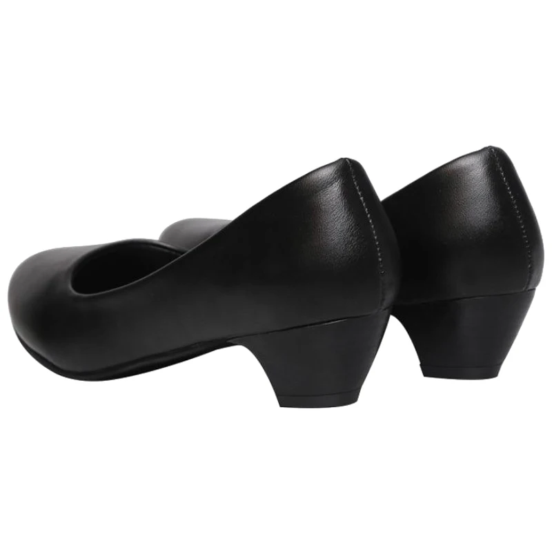 SJJH дамские офисные туфли-лодочки с круглый носок низкая не сужающийся к низу каблук Для женщин удобная обувь черный формальный рабочая обувь EU35-40 A1401