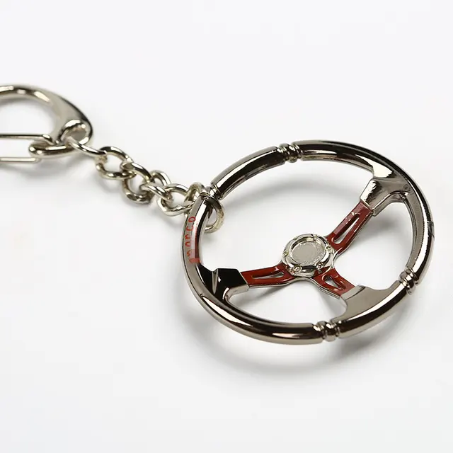 Fashion Mini Shaped Zinc Alloy Racing Car Steering Wheel Keychain