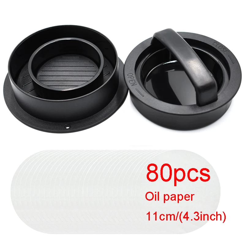 

Hamburger Press Meat Pie Press Stuffed Burger Mold Maker with Baking Paper Liners Patty Pastry Tools BBQ Kitchen Accessories